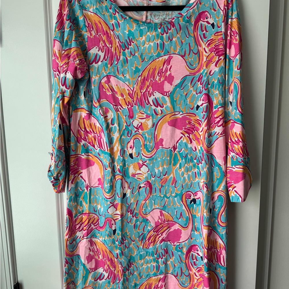 Lilly Pulitzer Linden Peel and Eat Flamingo 3/4 Sleeve Dress